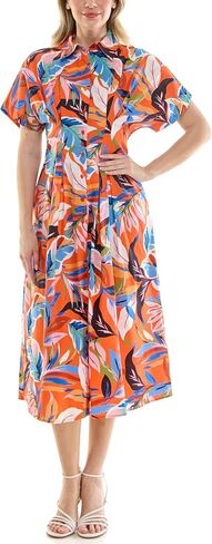 Nicole Miller New York Women's Pintucked Midi Shirtdress Printed with Pockets in Kuwait