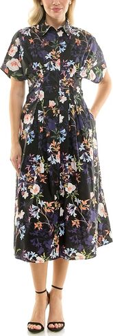 Nicole Miller New York Women's Pintucked Midi Shirtdress Printed with Pockets in Kuwait