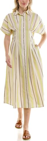 Nicole Miller New York Women's Pintucked Midi Shirtdress Printed with Pockets in Kuwait