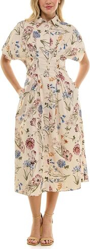 Nicole Miller New York Women's Pintucked Midi Shirtdress Printed with Pockets in Kuwait