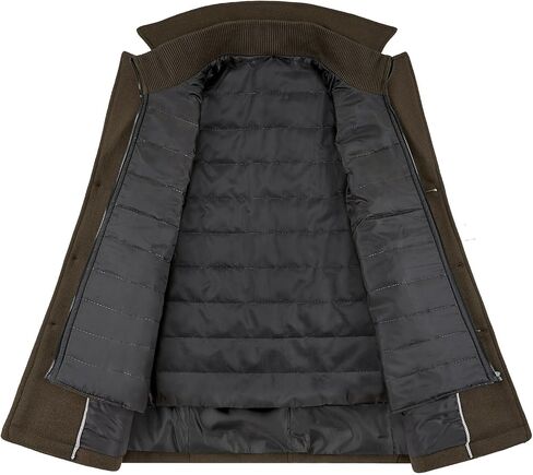 Lamgool Men's Winter Wool Coat with Removable Padded Vest 2-in-1 Winter Warm Casual Peacoat in Kuwait