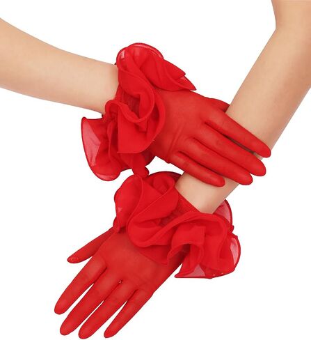 Women's Short Mesh Gloves Sheer Gloves with Floral for 1920s Costume Wedding Tea Party Fancy Dress Prom Dance in Saudi Arabia