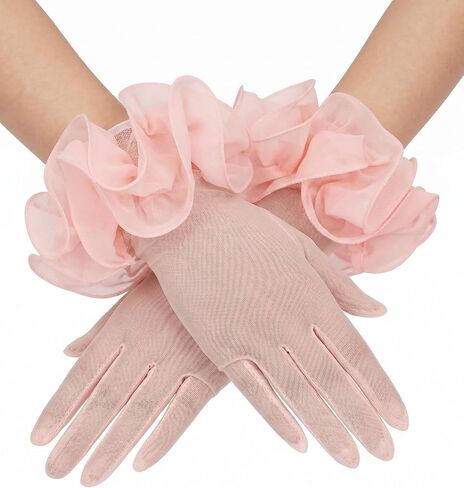 Women's Short Mesh Gloves Sheer Gloves with Floral for 1920s Costume Wedding Tea Party Fancy Dress Prom Dance in Saudi Arabia