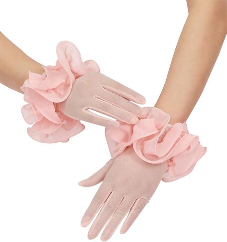 Women's Short Mesh Gloves Sheer Gloves with Floral for 1920s Costume Wedding Tea Party Fancy Dress Prom Dance in Saudi Arabia