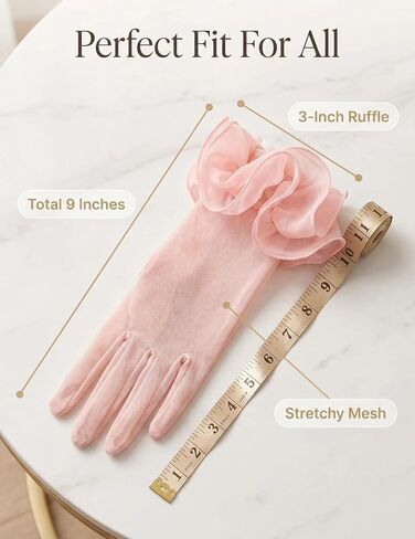 Women's Short Mesh Gloves Sheer Gloves with Floral for 1920s Costume Wedding Tea Party Fancy Dress Prom Dance in Saudi Arabia