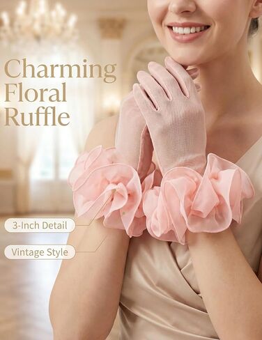 Women's Short Mesh Gloves Sheer Gloves with Floral for 1920s Costume Wedding Tea Party Fancy Dress Prom Dance in Saudi Arabia