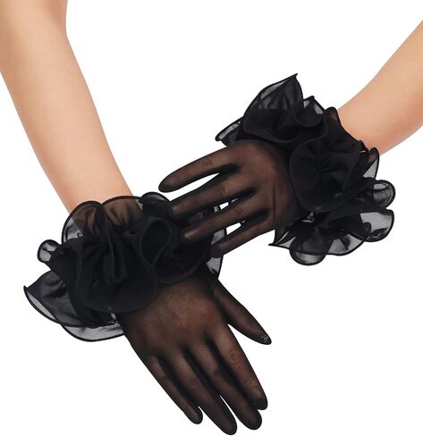 Women's Short Mesh Gloves Sheer Gloves with Floral for 1920s Costume Wedding Tea Party Fancy Dress Prom Dance in Saudi Arabia