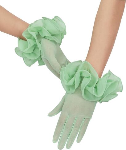 Women's Short Mesh Gloves Sheer Gloves with Floral for 1920s Costume Wedding Tea Party Fancy Dress Prom Dance in Saudi Arabia