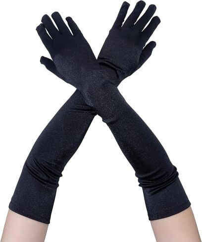 Long Satin Opera Gloves for Women - 1920s Vintage Style Elbow Length Evening Gloves for Wedding, 21.5 inches in Saudi Arabia