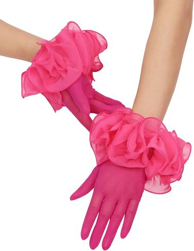 Women's Short Mesh Gloves Sheer Gloves with Floral for 1920s Costume Wedding Tea Party Fancy Dress Prom Dance in Saudi Arabia
