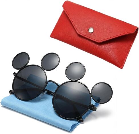 Mouse Ears Sunglasses for Women Men Retro Black Round Sun Glasses UV Protection Glasses for Cosplay Party Eyewear in Kuwait