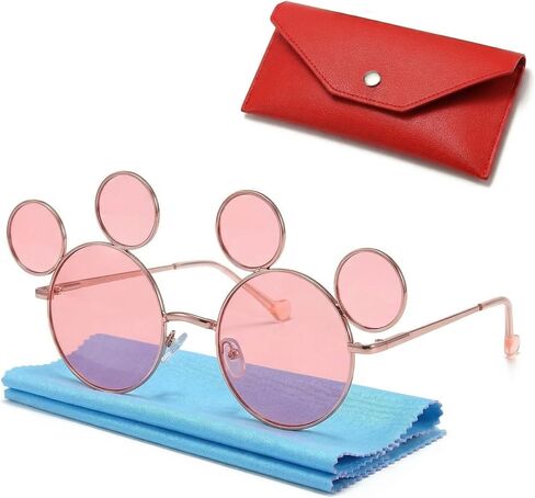 Mouse Ears Sunglasses for Women Men Retro Black Round Sun Glasses UV Protection Glasses for Cosplay Party Eyewear in Kuwait