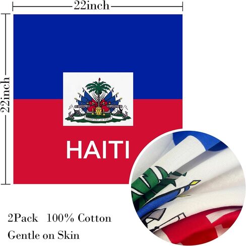 WEITBF 2 Pack Haiti Flag Bandana Haitian Scarf Bandanas Headband - 100% Cotton, 22 x 22 inch in Saudi Arabia