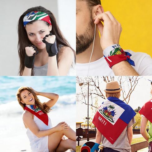 WEITBF 2 Pack Haiti Flag Bandana Haitian Scarf Bandanas Headband - 100% Cotton, 22 x 22 inch in Saudi Arabia