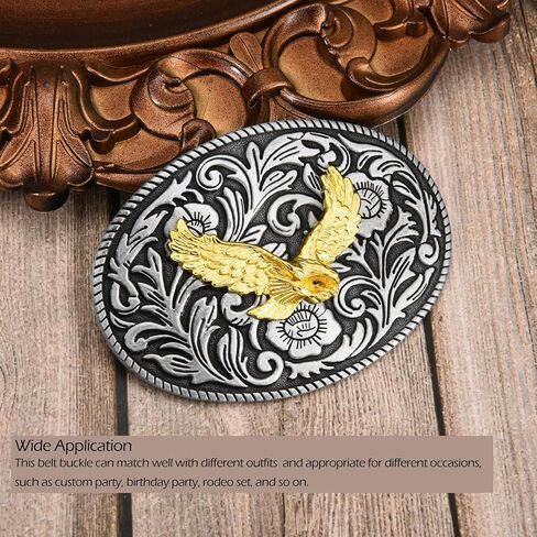 Men's Western Belt Buckle - Antique Engraved Floral Design for Cowboy Style in Kuwait