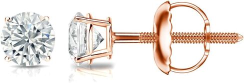 Diamond Wish 10k Gold Round Diamond Stud Earrings (1/6 carat TW, Good, SI1-SI2) 4-Prong Basket Screw-Back in Kuwait