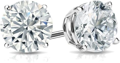 Diamond Wish 10k Gold Round Diamond Stud Earrings (1/6 carat TW, Good, SI1-SI2) 4-Prong Basket Screw-Back in Kuwait