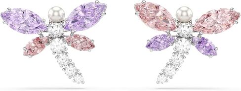 Swarovski x Ariana Grande Official Dragonfly Motif Jewelry Collection, Brooch, Pendant Necklace, Earrings, Mixed Cut Multicolored Stones, Rhodium Finish in Saudi Arabia