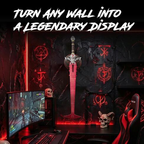 Crucible Sword Metal Replica - 45 Inch Stainless Steel Cosplay Costume Prop with Wall Mount Display Plate - Game Inspired Metal Decorative Sword for Collection Room Decor in Saudi Arabia