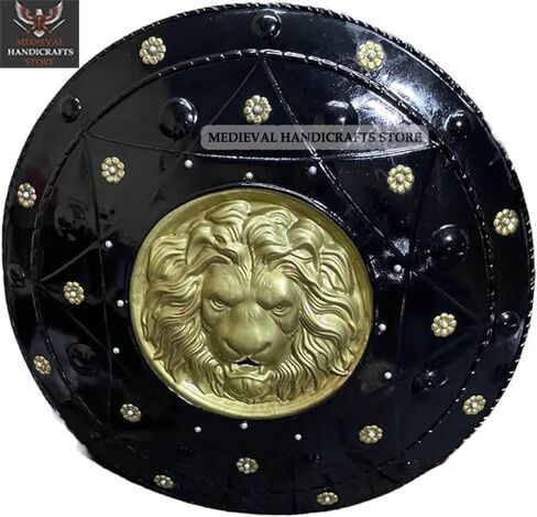 Viking Lagertha Knights Battle Ready Round Shield Maiden Medieval Halloween Cosplay Shield, 22 Inches, Black & Gold in Saudi Arabia