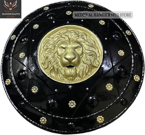Viking Lagertha Knights Battle Ready Round Shield Maiden Medieval Halloween Cosplay Shield, 22 Inches, Black & Gold in Saudi Arabia