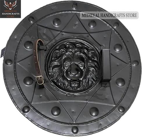 Viking Lagertha Knights Battle Ready Round Shield Maiden Medieval Halloween Cosplay Shield, 22 Inches, Black & Gold in Saudi Arabia