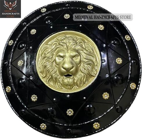 Viking Lagertha Knights Battle Ready Round Shield Maiden Medieval Halloween Cosplay Shield, 22 Inches, Black & Gold in Saudi Arabia
