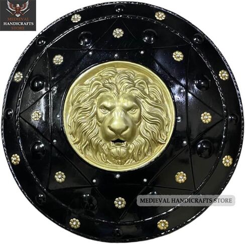 Viking Lagertha Knights Battle Ready Round Shield Maiden Medieval Halloween Cosplay Shield, 22 Inches, Black & Gold in Saudi Arabia