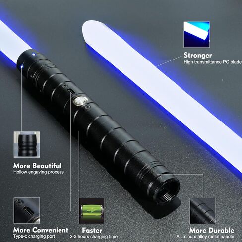 Lightsaber, Double-Bladed Lightsaber 2 Pack, Metal Hilt Dueling Saber for Adults, Rechargeable RGB Combat Light Saber with Sound Effects,Type-C 2-in-1 Connected Glow Swords for Cosplay Halloween Party in Kuwait