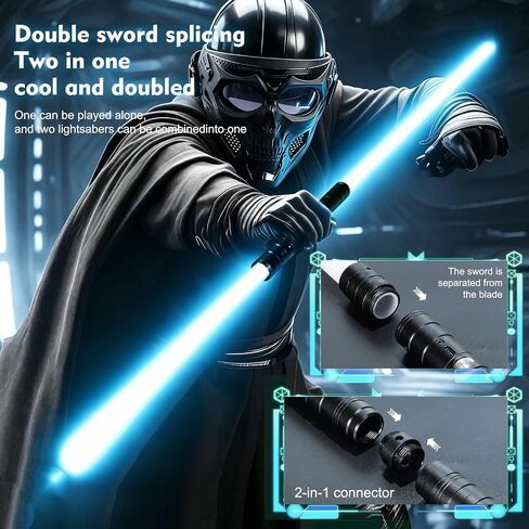 Lightsaber, Double-Bladed Lightsaber 2 Pack, Metal Hilt Dueling Saber for Adults, Rechargeable RGB Combat Light Saber with Sound Effects,Type-C 2-in-1 Connected Glow Swords for Cosplay Halloween Party in Kuwait