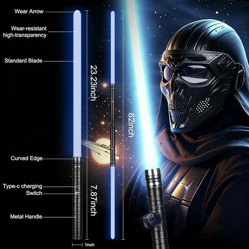 Lightsaber, Double-Bladed Lightsaber 2 Pack, Metal Hilt Dueling Saber for Adults, Rechargeable RGB Combat Light Saber with Sound Effects,Type-C 2-in-1 Connected Glow Swords for Cosplay Halloween Party in Kuwait