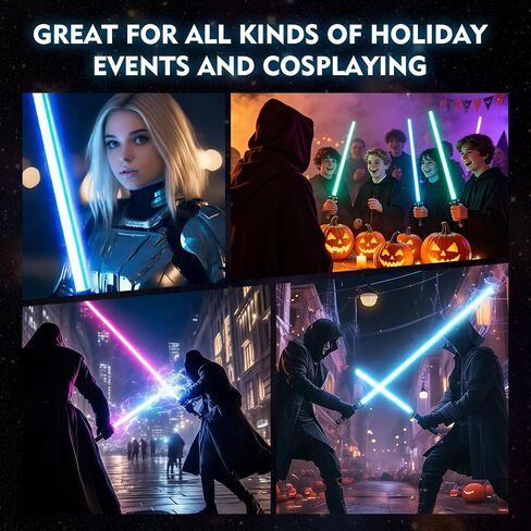 Lightsaber, Double-Bladed Lightsaber 2 Pack, Metal Hilt Dueling Saber for Adults, Rechargeable RGB Combat Light Saber with Sound Effects,Type-C 2-in-1 Connected Glow Swords for Cosplay Halloween Party in Kuwait