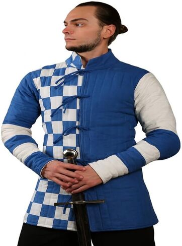 Medievals Padded Quilted Jacket Gambeson Check Finish Cotton Aketon for Renaissance SCA Cosplay Costumes in Kuwait