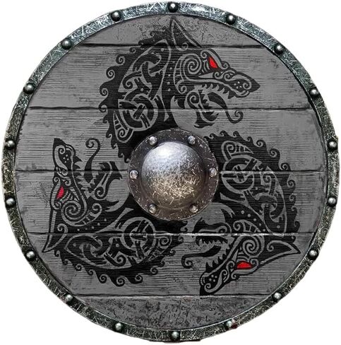 Viking Fenrir Grey Wolf Shield Authentic Fully Functional Bettleworn Battle Ready Shield, 24 Inches in Saudi Arabia
