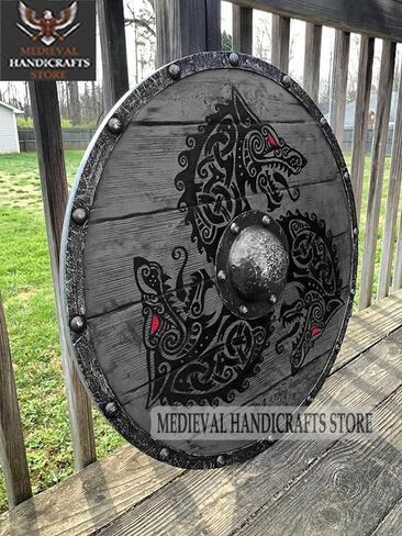 Viking Fenrir Grey Wolf Shield Authentic Fully Functional Bettleworn Battle Ready Shield, 24 Inches in Saudi Arabia