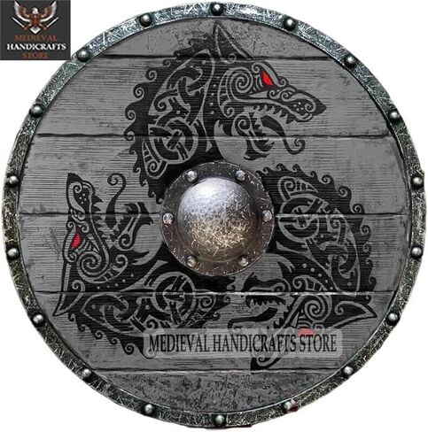 Viking Fenrir Grey Wolf Shield Authentic Fully Functional Bettleworn Battle Ready Shield, 24 Inches in Saudi Arabia