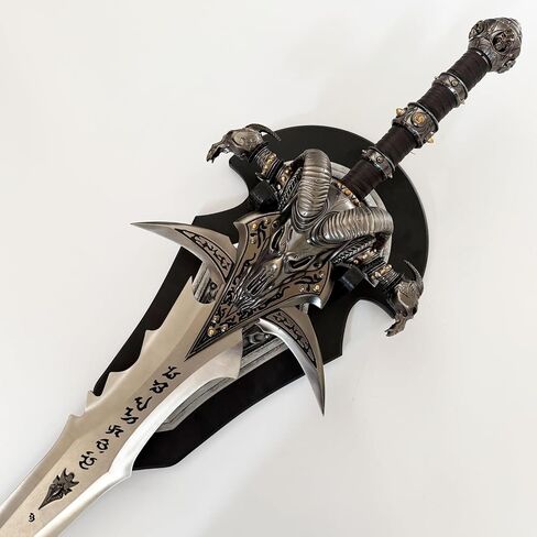 48 Inch Frostmourne Sword Replica, Metal Stainless Steel Blade Zinc Alloy Hilt, Arthas Lich King Warcraft Collectible Display Sword for Gift Decor Send Hanging Board in Saudi Arabia