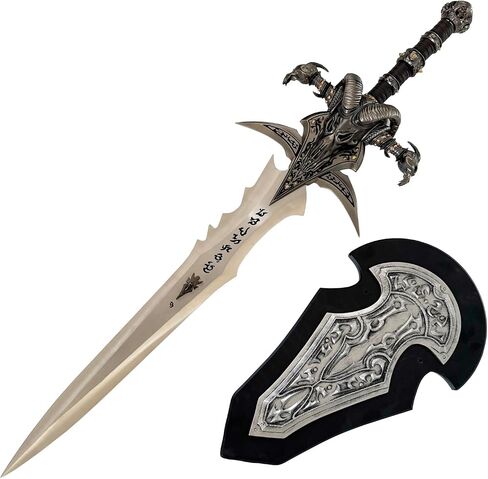 48 Inch Frostmourne Sword Replica, Metal Stainless Steel Blade Zinc Alloy Hilt, Arthas Lich King Warcraft Collectible Display Sword for Gift Decor Send Hanging Board in Saudi Arabia