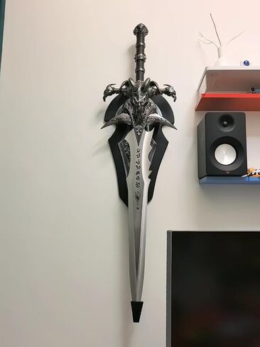 48 Inch Frostmourne Sword Replica, Metal Stainless Steel Blade Zinc Alloy Hilt, Arthas Lich King Warcraft Collectible Display Sword for Gift Decor Send Hanging Board in Saudi Arabia