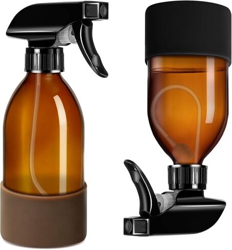 Glass Spray Bottles, 2-Pack 4oz Glass Spray Bottles for Cleaning Solutions, Fine Mist with Labels, Funnel, Pipettes - Clear in Kuwait