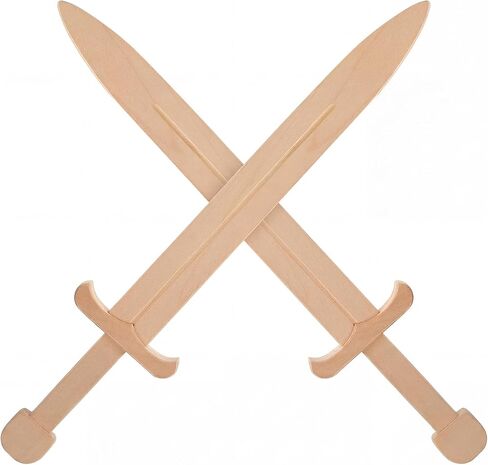 Poen 2 Pack Wooden Toy Sword for Kids 23" Medievel Knight Broadsword Lightweight and Durable for Imaginative Kids NOT a Weapon in Kuwait