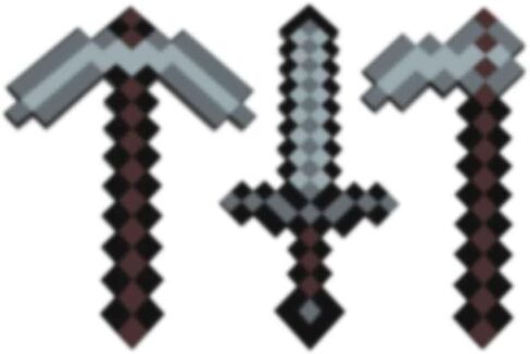 Foam Pickaxe and Sword Hoe for Game Toys 3PCS Sword Toy, Role-Play Accessory,Halloween, for Video Game Fans Grey in Saudi Arabia