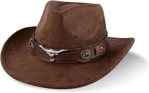Adjustable Cowboy Hat for Men and Women Wide Brim Denim Hat Soft Comfortable Outdoor Neutral Fashion Accessory Perfect for Riding Hiking Gardening Fishing Vintage Cattlemans Hat(Brown,Size: M) in Saudi Arabia