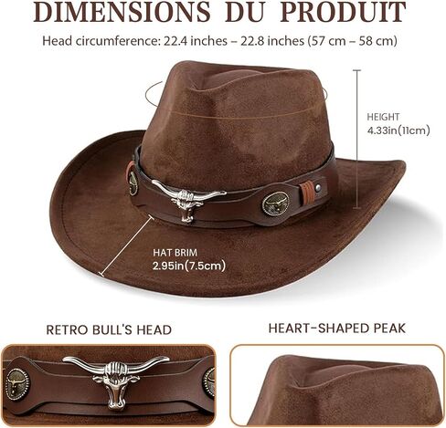 Adjustable Cowboy Hat for Men and Women Wide Brim Denim Hat Soft Comfortable Outdoor Neutral Fashion Accessory Perfect for Riding Hiking Gardening Fishing Vintage Cattlemans Hat(Brown,Size: M) in Saudi Arabia