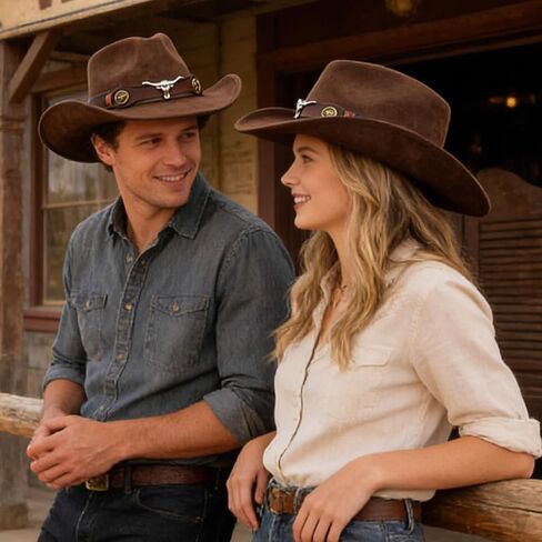 Adjustable Cowboy Hat for Men and Women Wide Brim Denim Hat Soft Comfortable Outdoor Neutral Fashion Accessory Perfect for Riding Hiking Gardening Fishing Vintage Cattlemans Hat(Brown,Size: M) in Saudi Arabia