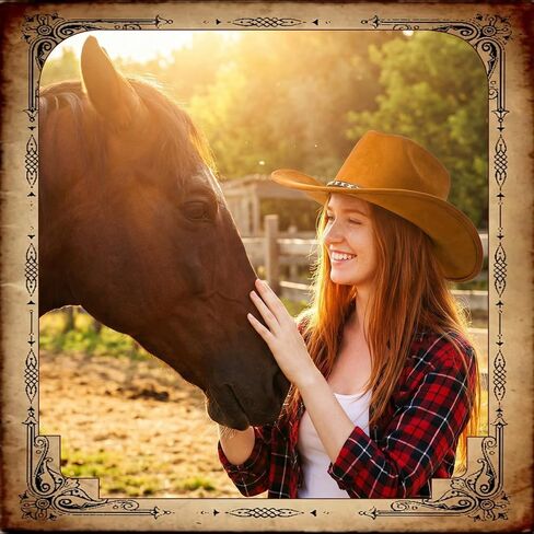 2 Pack Suede Cowboy Hat for Men Women Western Wide Brim Cowgirl Hat Set with Braided Band for Costume Party Concert Outdoor in Kuwait