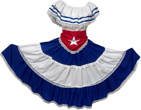 Caribbean Havana Fiesta Adult Dress - Traditional Attire with Red Star Flag Scarf L in Saudi Arabia
