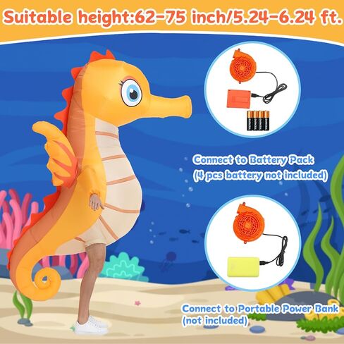 Spinosaurus Inflatable Seahorse Costume Adult, Funny Blow Up Costume for Men/Women for Halloween Cosplay in Saudi Arabia