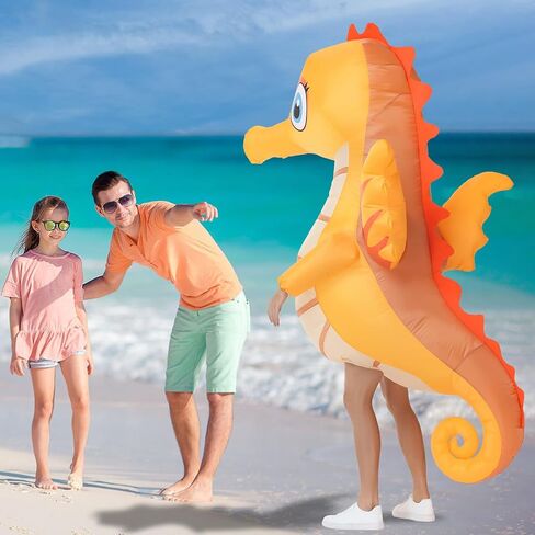 Spinosaurus Inflatable Seahorse Costume Adult, Funny Blow Up Costume for Men/Women for Halloween Cosplay in Saudi Arabia