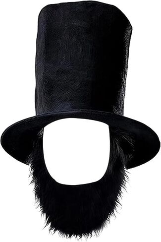 3PCS Gentleman Top Hat Beard & Bowtie Set for Patriotic Day, Abe President Costume Halloween Cosplay Dress Up Outfit in Kuwait